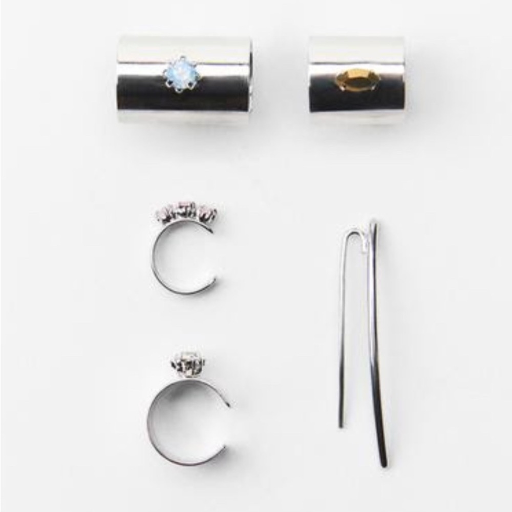 ZARA PACK OF JEWEL EAR CUFFS IN SILVER NEW!